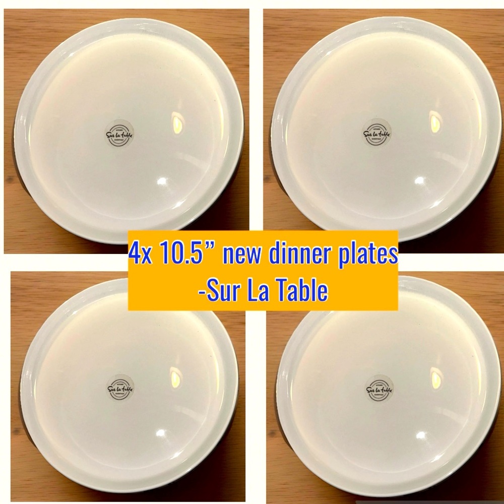 Sur La Table White Dinner 4-Plates Set